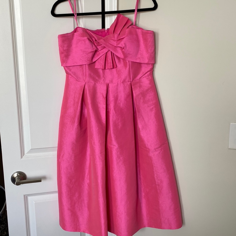 Hot pink strapless midi length dress - Picture 2 of 3
